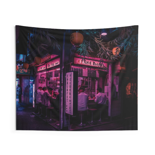 Vibrant Tokyo Ramen Alley Tapestry