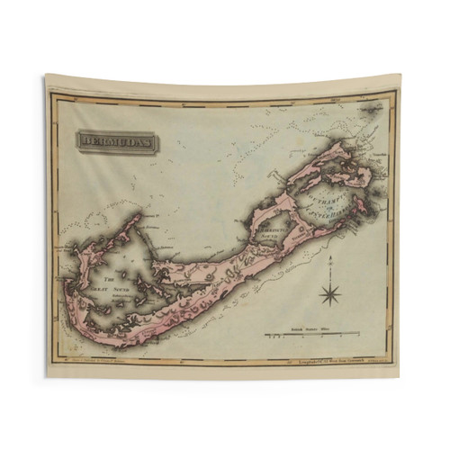 Vintage Map of Bermuda Tapestry
