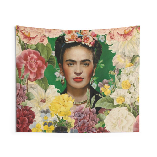 Frida Kahlo Inspired Floral Tapestry Wall Hanging