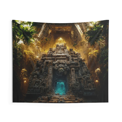 Aztec Cave Temple Tapestry Wall Hanging
