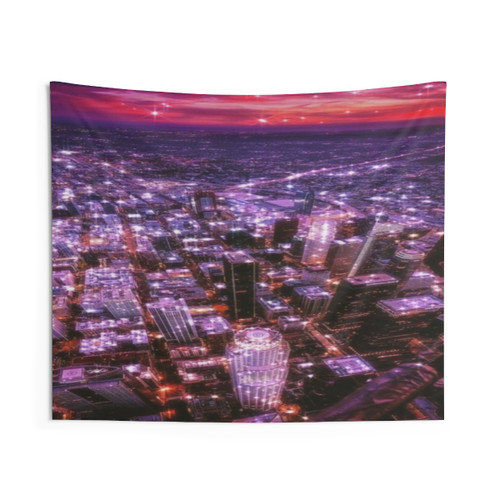 Glittered City Skyline Tapestry