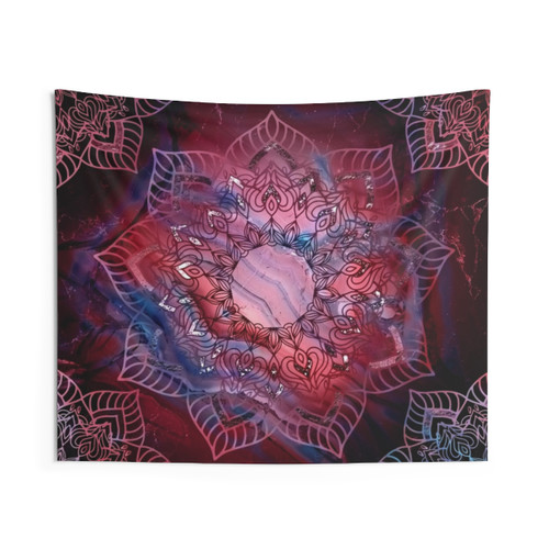 Beautiful Mandala Tapestry in Red, Purple, and Blue Tones