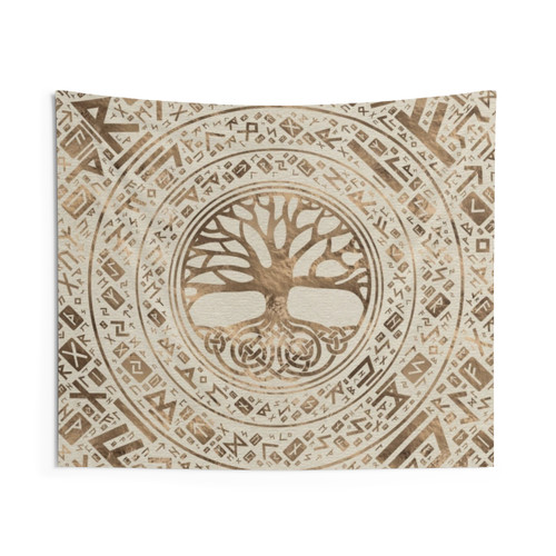 Tree of Life - Yggdrasil Runic Pattern Tapestry