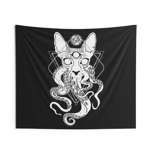 CATHULHU Cosmic Tentacle Cat Tapestry