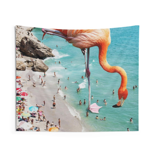 Flamingo Beach Tapestry - Surrealist Wildlife Nature Photography