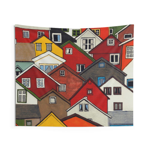Colourful Houses Tapestry Wall Hanging