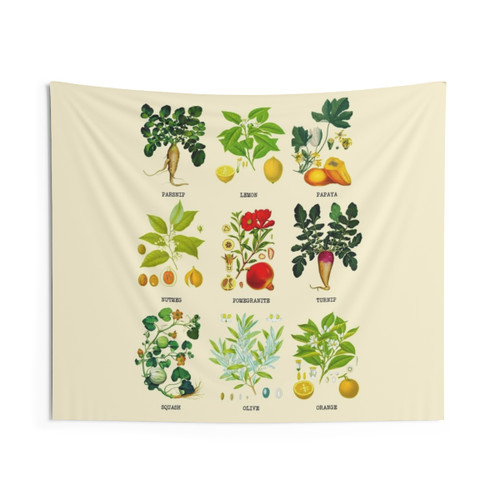 Botanical Vegetables Tapestry - Nature-Inspired Wall Art