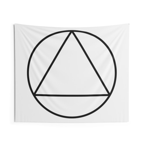 Geometric Symbol Tapestry: White Triangle Inside Circle