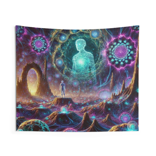 Psychedelic Realm Tapestry featuring entities of the psychedelic experience