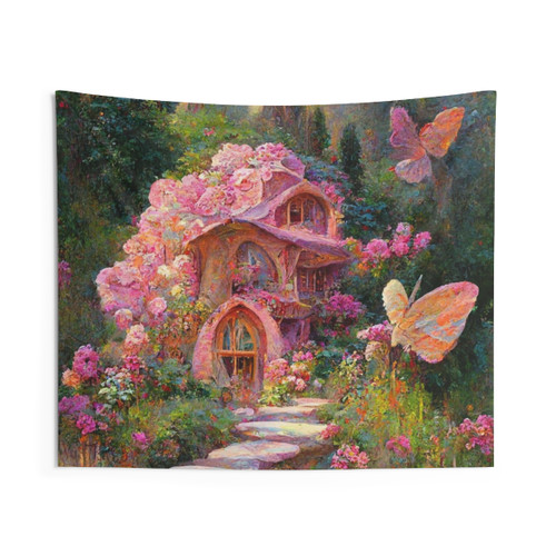 Pastel Fairytale Waterfall Tapestry - Enchanting Art Print