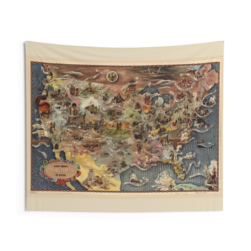 Bohrod's America History Map Vintage Tapestry