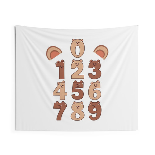 Bear Counting Poster, Educational Animal Tapestry with Numbers 1-9