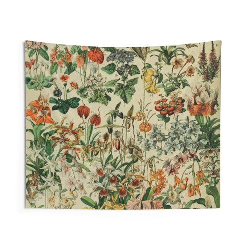 Vintage Floral Tapestry by Adolphe Millot