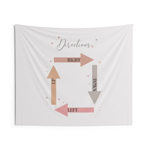 Educational Kids Directions Tapestry with Arrows Pointing Up, Down, Left, and Right