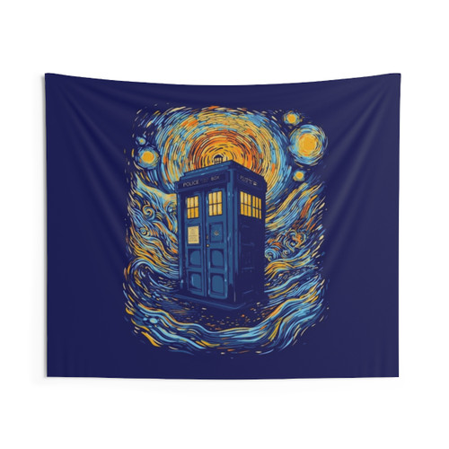 Starry Blue Box Sci-Fi Tapestry