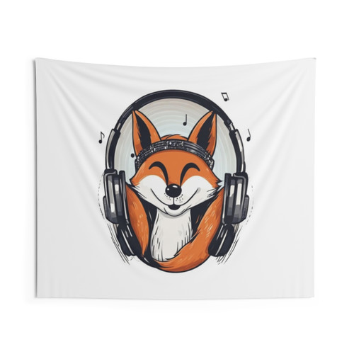 Smiling Musical Fox Tapestry Wall Hanging