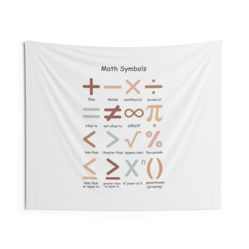 Educational Math Symbols Kids Tapestry