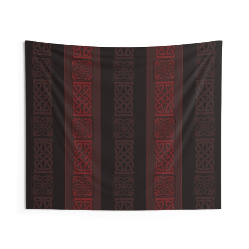 Vintage Viking Dark Red Tapestry - Norse Mythology Art