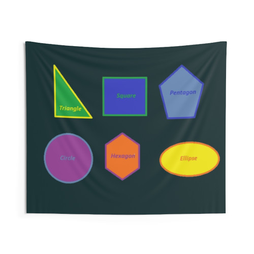 Colorful Geometric Shapes Educational Tapestry