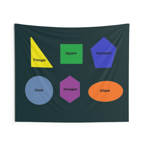 Colorful Geometric Shapes Educational Tapestry