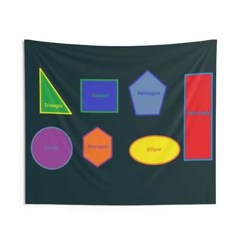 Colorful geometric shapes educational tapestry