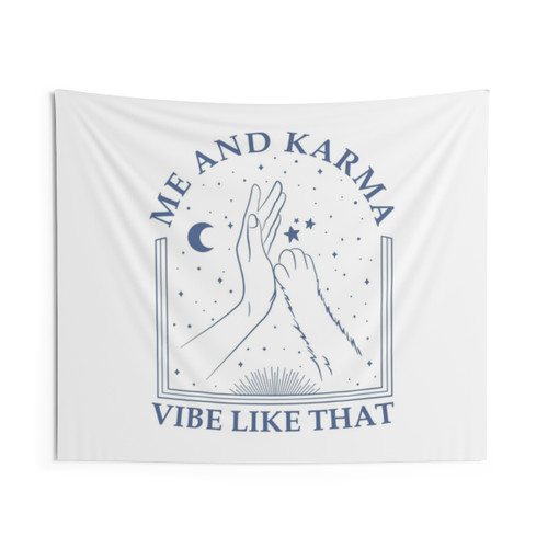 Karma Cat Tapestry with Handshake Design