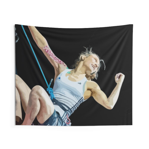 Janja Garnbret Climbing Tapestry Wall Hanging