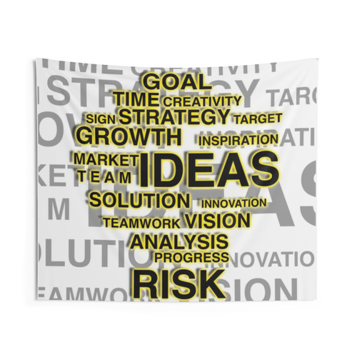 Educational science-themed tapestry with molecular structures and chemical elements