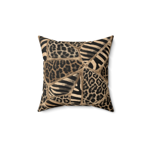 Pastel Gold Leopard and Zebra Print Pillow