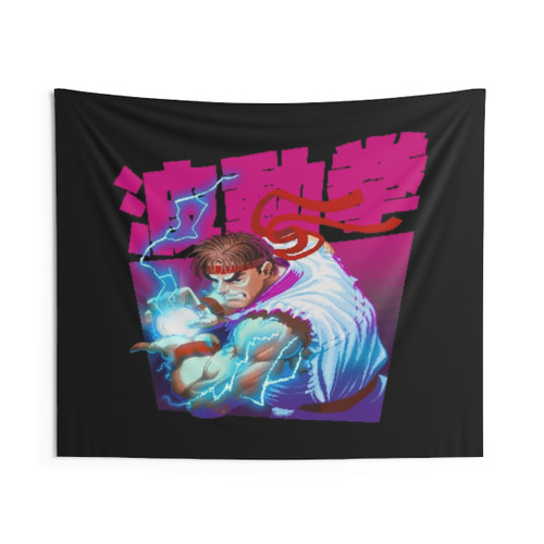 Street Fighter Ryu Hadoken Retro Gaming Tapestry