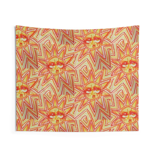 60s/70s Psychedelic Sun Tapestry Wall Art