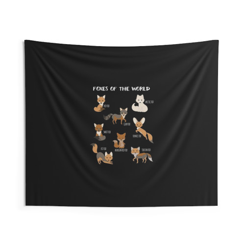 Cute Educational Foxes of the World Tapestry