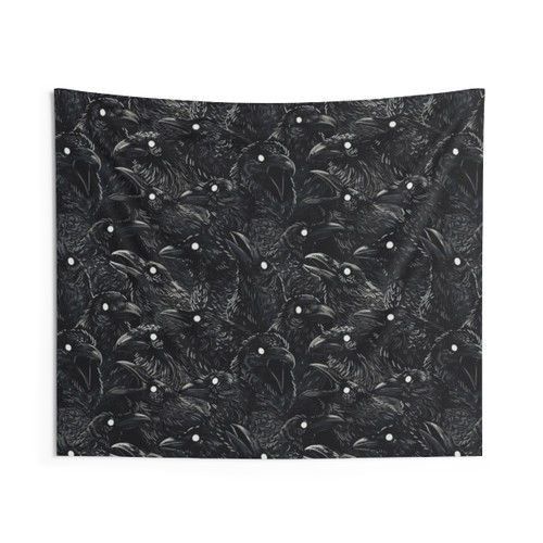 Raven Pattern Tapestry - Spooky Gothic Wall Decor