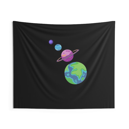 Planets Tapestry - Colorful Wall Hanging Depicting Planetary Exploration