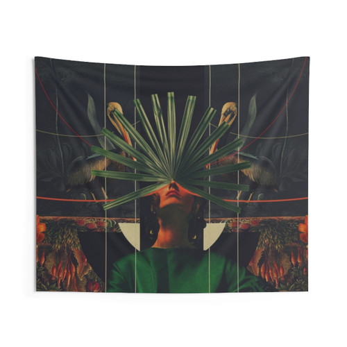 Surreal Collage Tapestry - She Saw the Equator