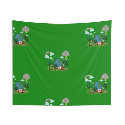 Educational world environment tapestry featuring nature and wildlife
