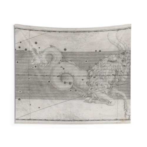 Vintage Capricorn Astrology Constellation Map Tapestry
