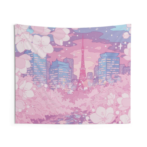 Evening Tokyo Cityscape Pastel Tapestry