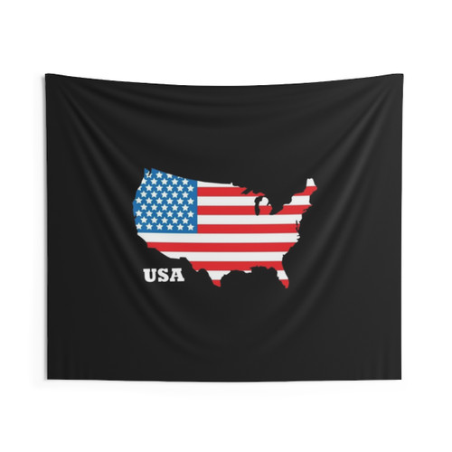 Map tapestry with country flags - educational travel decor