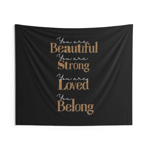 Inspirational tapestry featuring positive quotes