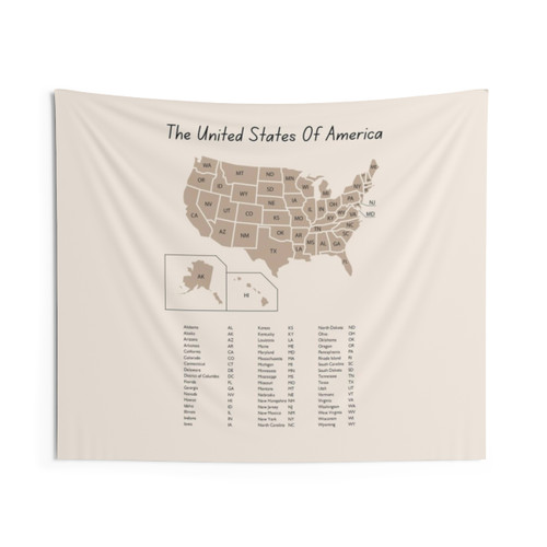 Educational United States Map Tapestry
