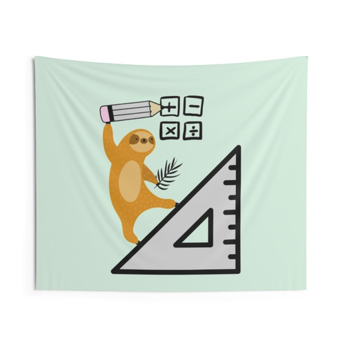 Cute Sloth Math Educational Tapestry