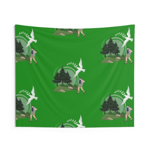 Educational forest tapestry depicting a serene woodland scene