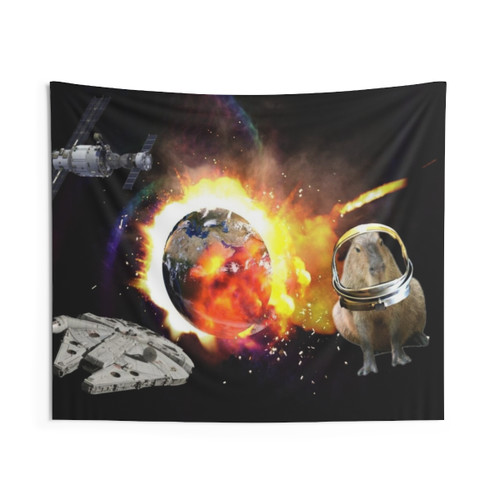 Astronaut Capybara in Space Tapestry