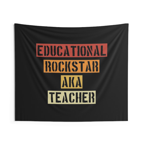 Educational Rockstar Teacher Retro Tapestry