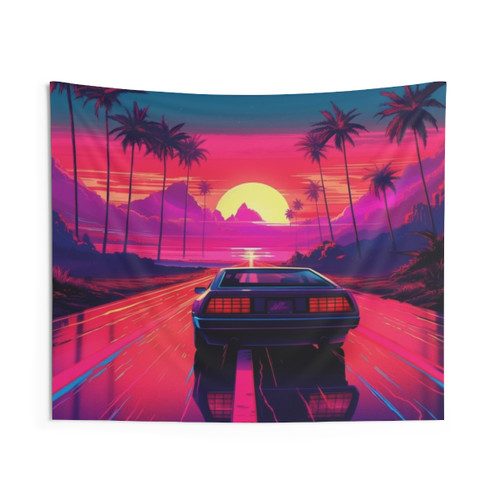 Synthwave Sunset Retro Tapestry