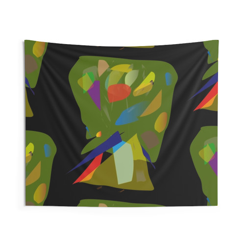 Educational cubism tapestry with Witcher plants