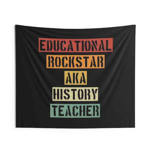 Retro History Teacher Tapestry - Educational Rockstar