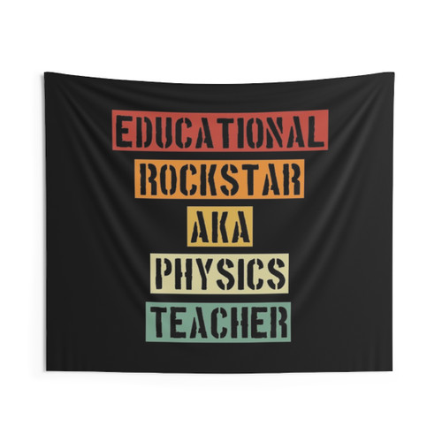 Educational Rockstar Teacher Retro Physics Tapestry