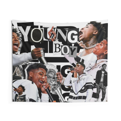 Youngboy B&W Collage Tapestry